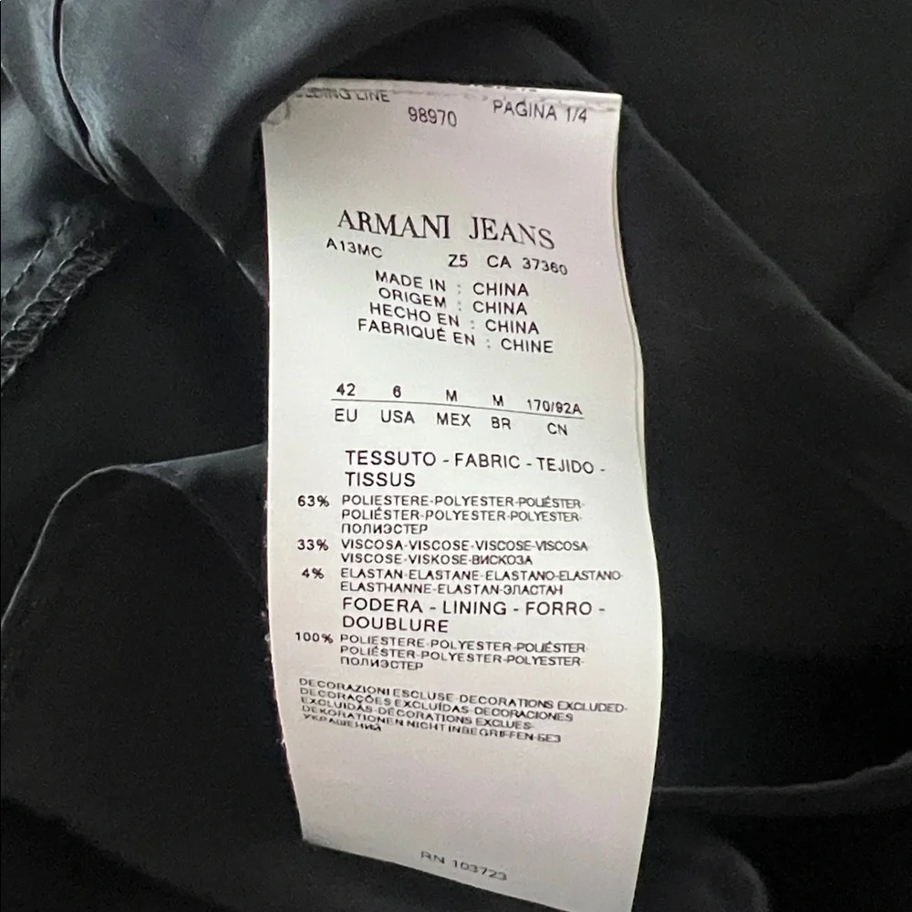 Armani Jeans Asymetrical Flap Dress Plaid Gray Black White size 6 - Picture 9 of 9